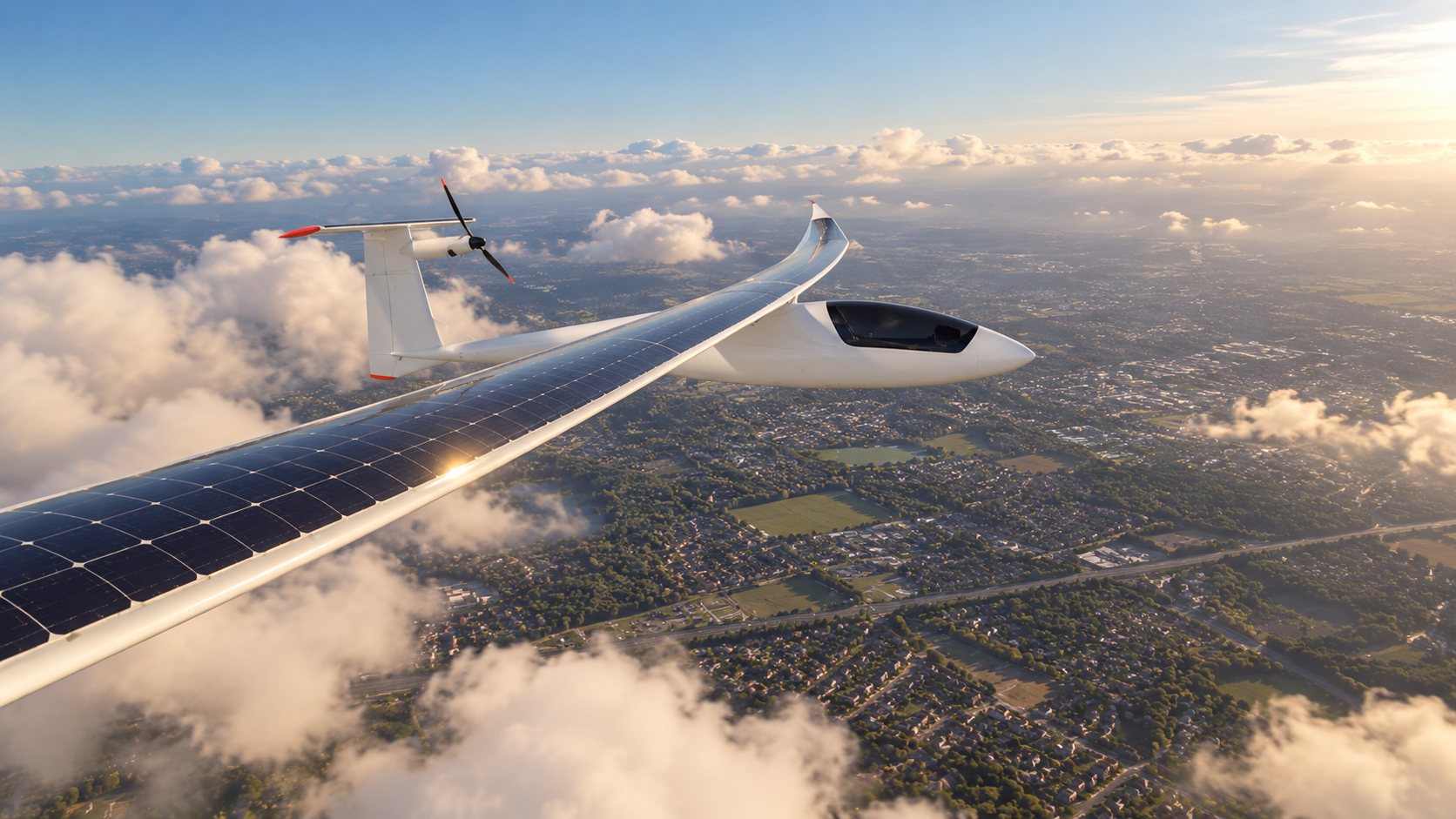 Solar aircraft above the clouds